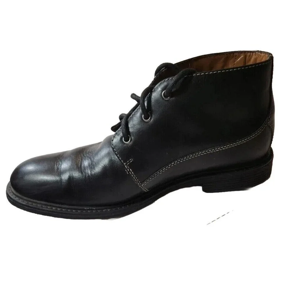 BOSTONIAN Boot Mens 9 Leather Brently Style Chukka Low‎ Shoe BLACK $120 MSRP
